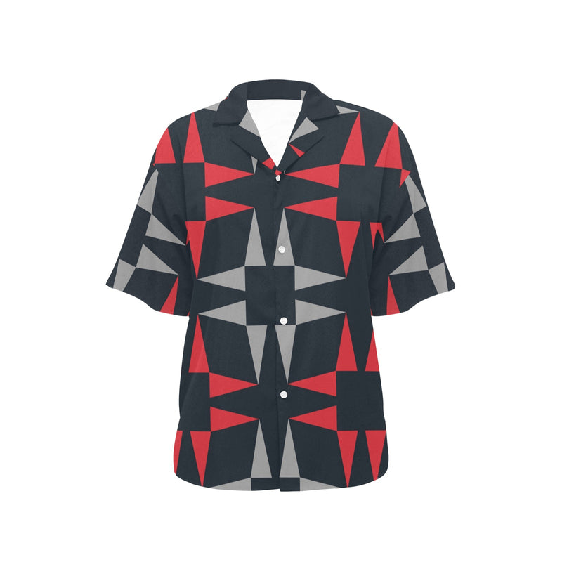 red gray black print 5A All Over Print Hawaiian Shirt for Women (Model T58) - Objet D'Art