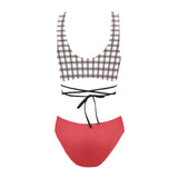 crimson solid print 2 Cross String Bikini Set (Model S29) - Objet D'Art