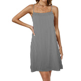line to line print 2B Drawstring Neck Sleeveless Dress (Model D68) - Objet D'Art