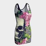 Floral Skulls Bodycon Dress - Objet D'Art