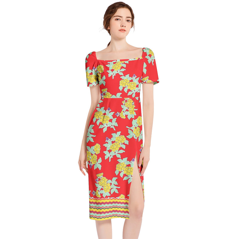 Split Thigh Midi Bodycon Dress - Objet D'Art