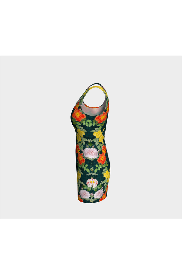 Floral Tattersall Bodycon Dress - Objet D'Art