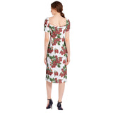 Colossal Raspberry Parfait Split Thigh Midi Bodycon Dress - Objet D'Art