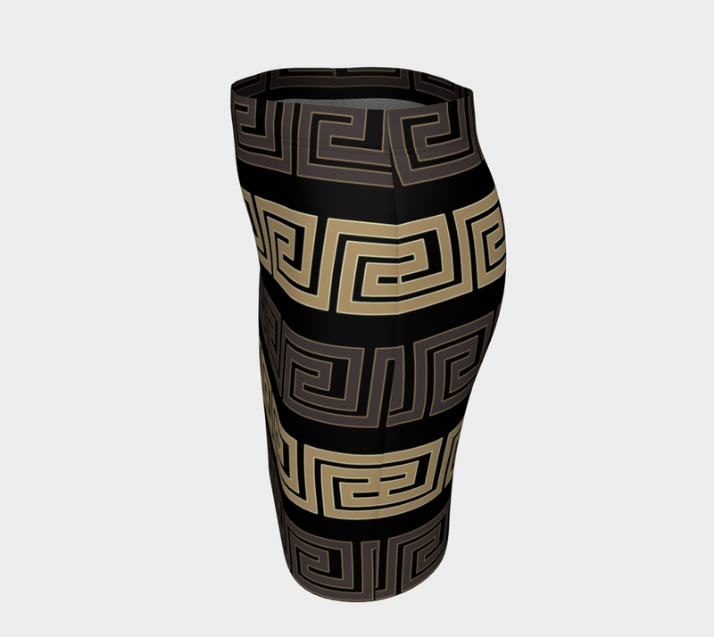 Greek Key Fitted Skirt - Objet D'Art