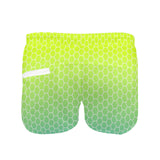 neon green hex print 5 Men's Swim Trunks with Zipper Pocket (Model L71) - Objet D'Art