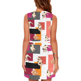 cats colored back print 2 yoga_leggings_template-Recovered-Recovered copy Eos Women's Sleeveless Dress (Model D01) - Objet D'Art