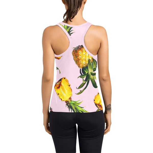 pink pineapple print 2B Women's Racerback Tank Top (Model T60) - Objet D'Art