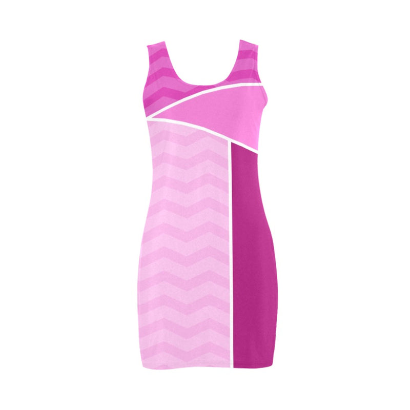 waves fuchsia partition print Medea Vest Dress (Model D06) - Objet D'Art