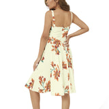 Tiger Lily Print Sleeveless Square Neck Flare Hem Midi Dress - Objet D'Art