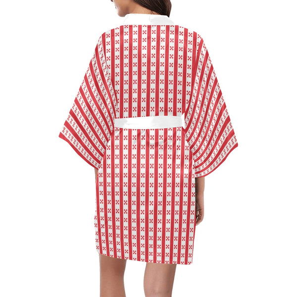 gingham red print Kimono Robe - Objet D'Art