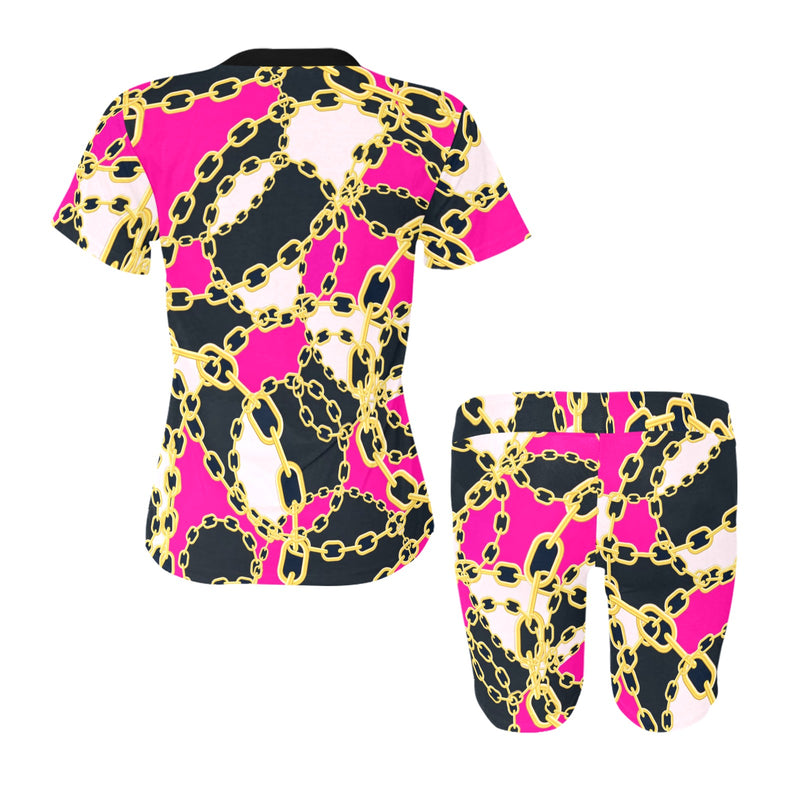 chained up 2 Women's Short Yoga Set - Objet D'Art