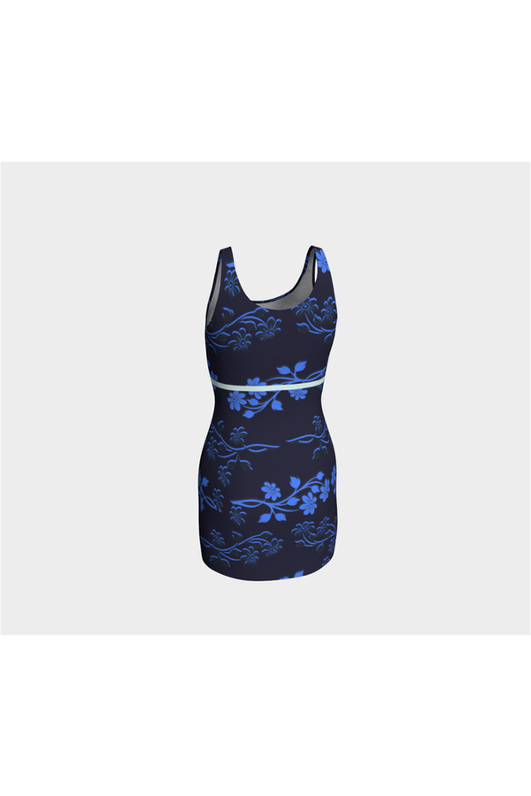 Dark Blue Floral Bodycon Dress - Objet D'Art