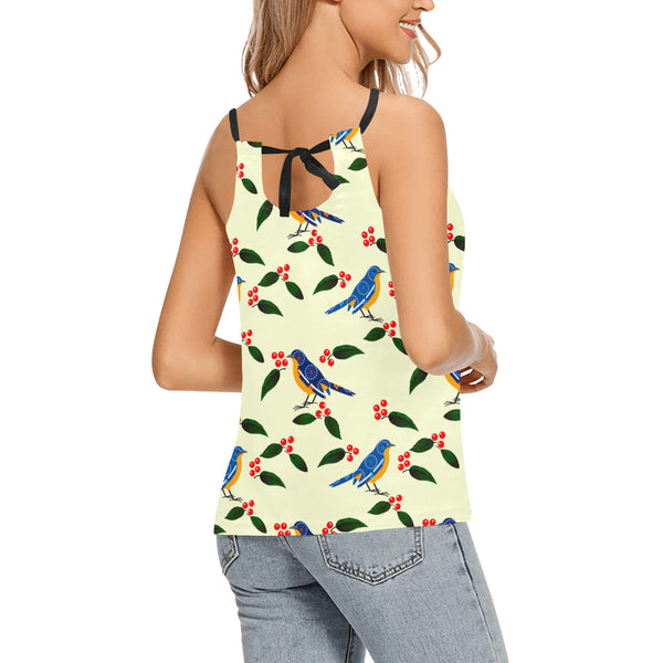 wheat birdie bye Loose Fit Halter Neck Top (Model T68) - Objet D'Art