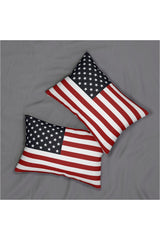 USA Flag Spun Polyester Lumbar Pillow - Objet D'Art