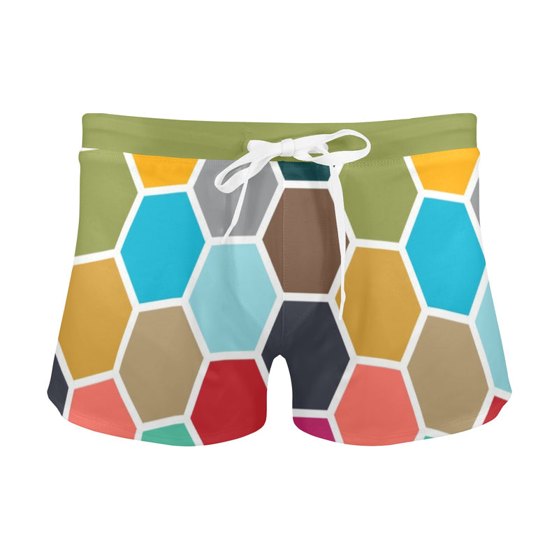 pepper stem green solid Men's Swim Trunks with Zipper Pocket (Model L71) - Objet D'Art