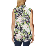 apple blossom leopard print Women's Bow Tie V-Neck Sleeveless Shirt (Model T69) - Objet D'Art