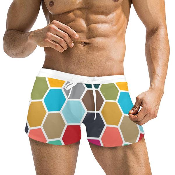 white solid print addsart Men's Swim Trunks with Zipper Pocket (Model L71) - Objet D'Art