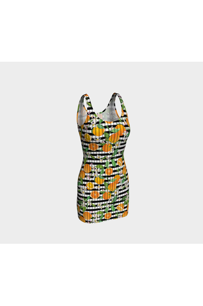 Oranges on Stripes Bodycon Dress - Objet D'Art