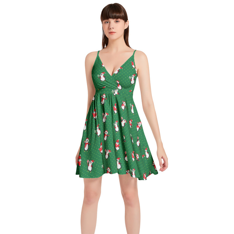 Spaghetti Strap Sleeveless Falred Hem Short Dress - Objet D'Art
