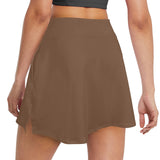 mocha solid print 2 Women's Golf Skirt with Pockets (Model D64) - Objet D'Art