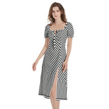 Puff Sleeve Split Thigh Midi Dress - Objet D'Art