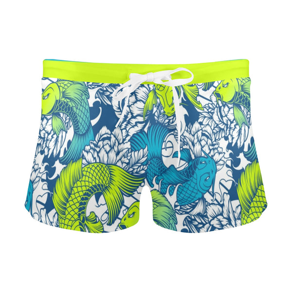 pisces neon green blue ombre print Men's Swim Trunks with Zipper Pocket (Model L71) - Objet D'Art
