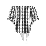 arrow bw print 5 Off Shoulder Knot Front Blouse (Model T71) - Objet D'Art