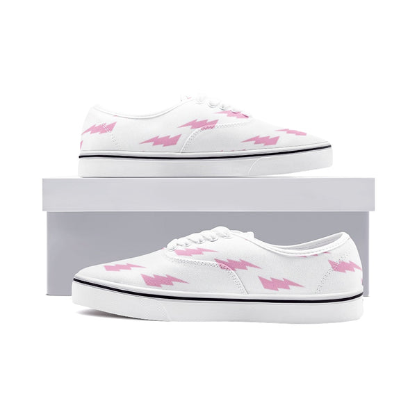 Pink Lightning Unisex Canvas Sneakers - Objet D'Art