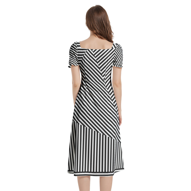 Puff Sleeve Split Thigh Midi Dress - Objet D'Art