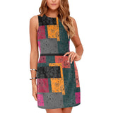 bandana print calico yoga_leggings_template-Recovered-Recovered copy Eos Women's Sleeveless Dress (Model D01) - Objet D'Art