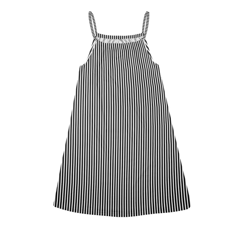 line to line print 2B Drawstring Neck Sleeveless Dress (Model D68) - Objet D'Art