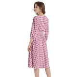 Diamond Matrix Boat Neck Belted Flared Dress - Objet D'Art