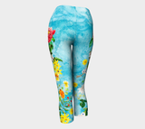 Marble Sky Floral Yoga Capris - Objet D'Art