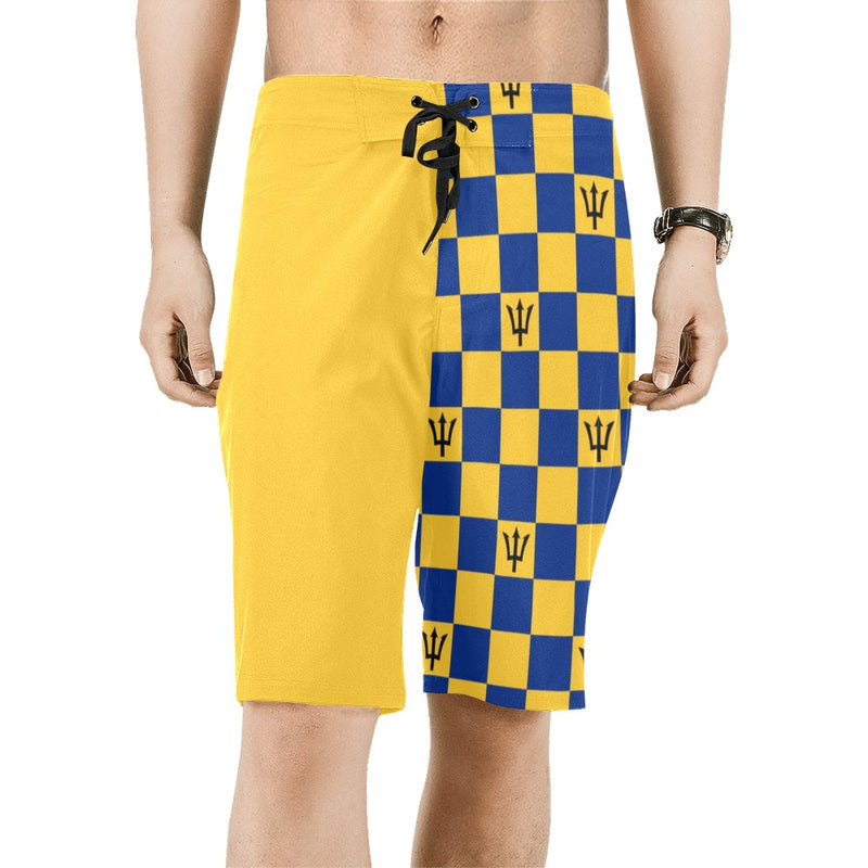 barbados gold print Men's All Over Print Board Shorts (Model L16) - Objet D'Art