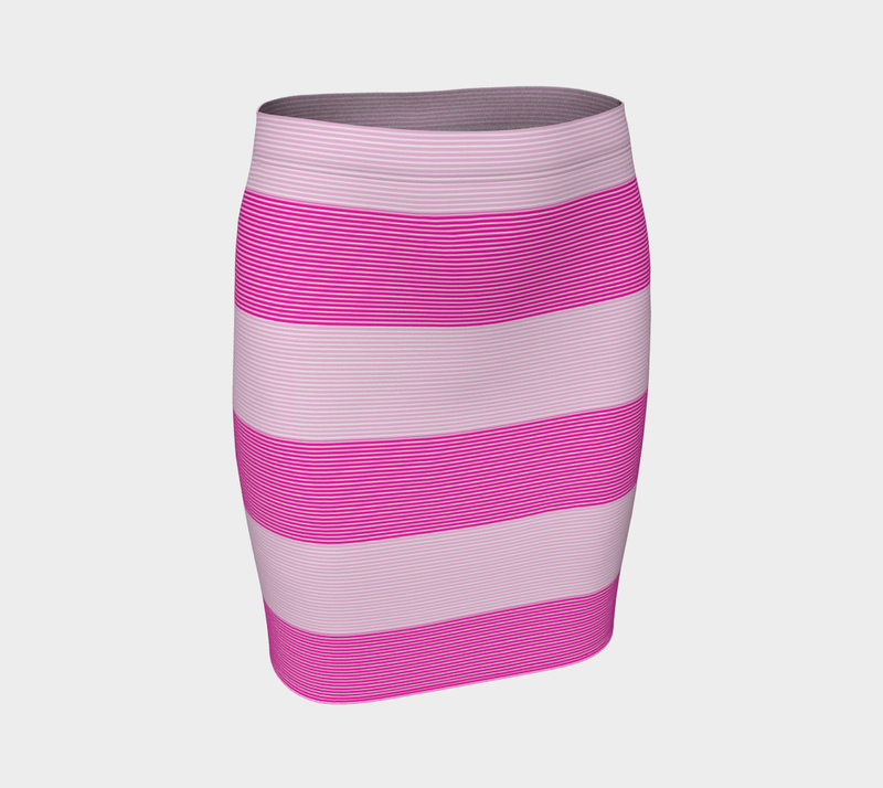 Fuchsia Striped Fitted Skirt - Objet D'Art