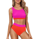 fuchsia anal2 print Crop Top Bikini Set (Model S21) - Objet D'Art