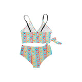 multi colored greek key print Knot Side Bikini Swimsuit (Model S37) - Objet D'Art