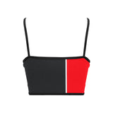 gray black red print 2A Women's Spaghetti Strap Crop Top (Model T67) - Objet D'Art