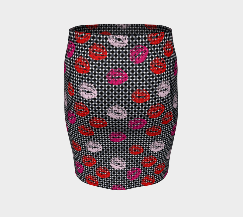 Kisses and Micro Polkadots Fitted Skirt - Objet D'Art