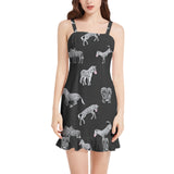 Zesty Zebra Sleeveless Square Neck Ruffle Hem Mini Dress - Objet D'Art