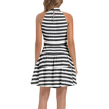 Striped Ruffle Hem Belted Halter Dress - Objet D'Art