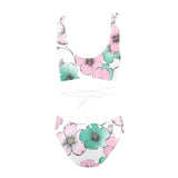 pink green floral mj shoes Cross String Bikini Set (Model S29) - Objet D'Art