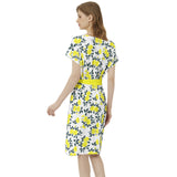 Batwing Sleeve Notch Neck Casual Dress with Belt - Objet D'Art