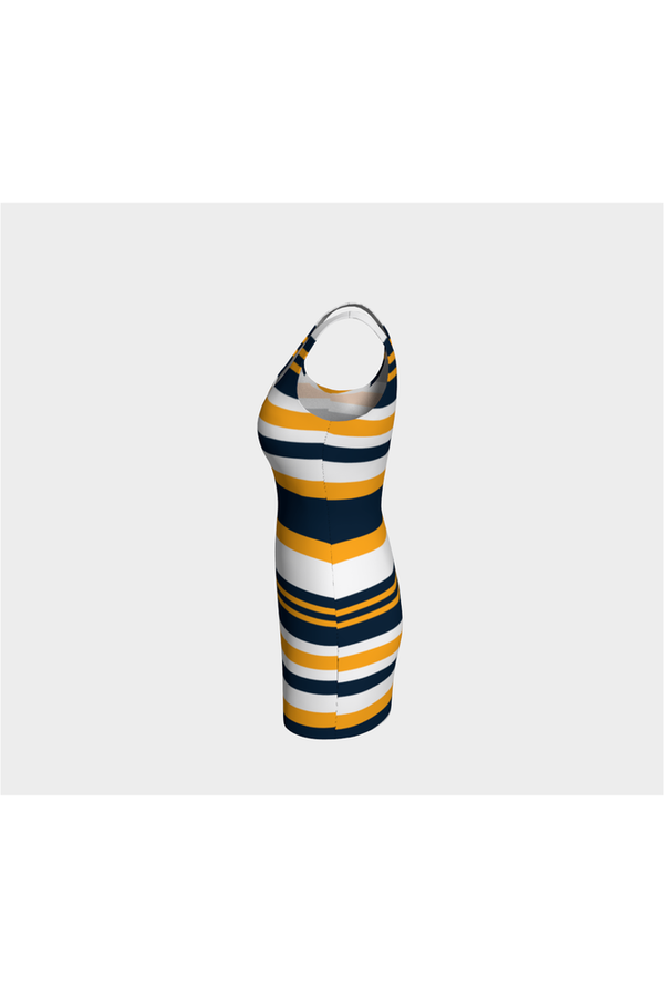 Goldie Blue Bold Stripes Body con Dress - Objet D'Art Online Retail Store