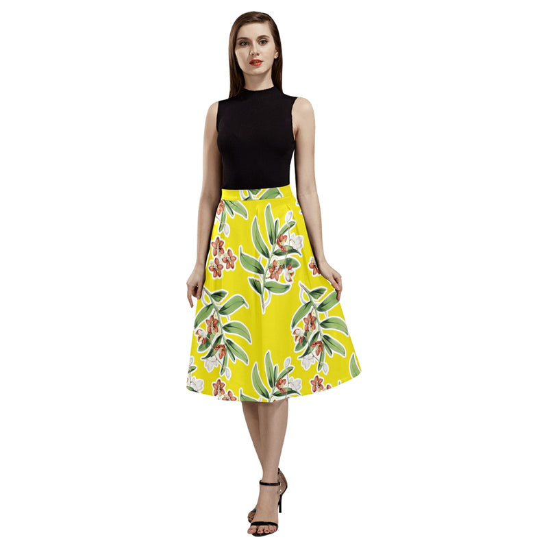 Floral Mnemosyne Women's Crepe Skirt (Model D16) - Objet D'Art