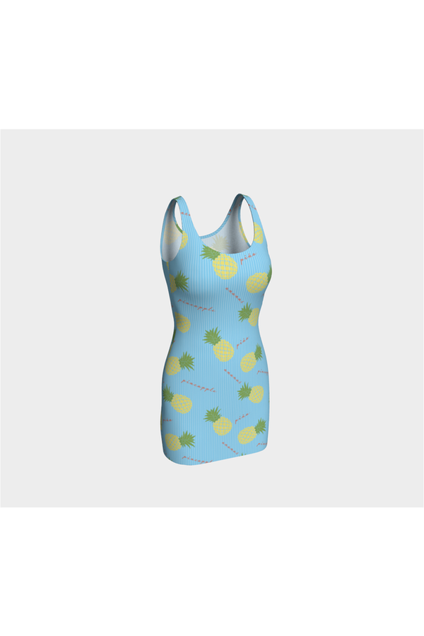 Pinstripes Pastel & Pineapples Bodycon Dress - Objet D'Art