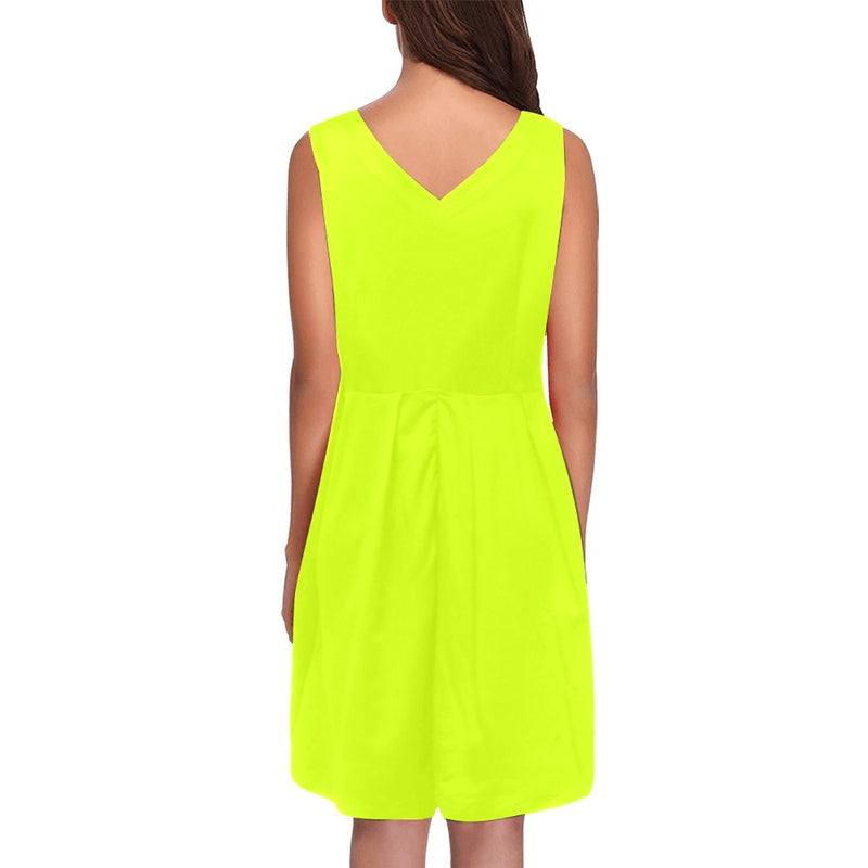 Neon Green Yellow 9k 2 Chryseis Sleeveless Pleated Dress(Model D07) - Objet D'Art