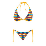 self portrait color scheme print Buckle Front Halter Bikini Swimsuit (Model S08) - Objet D'Art
