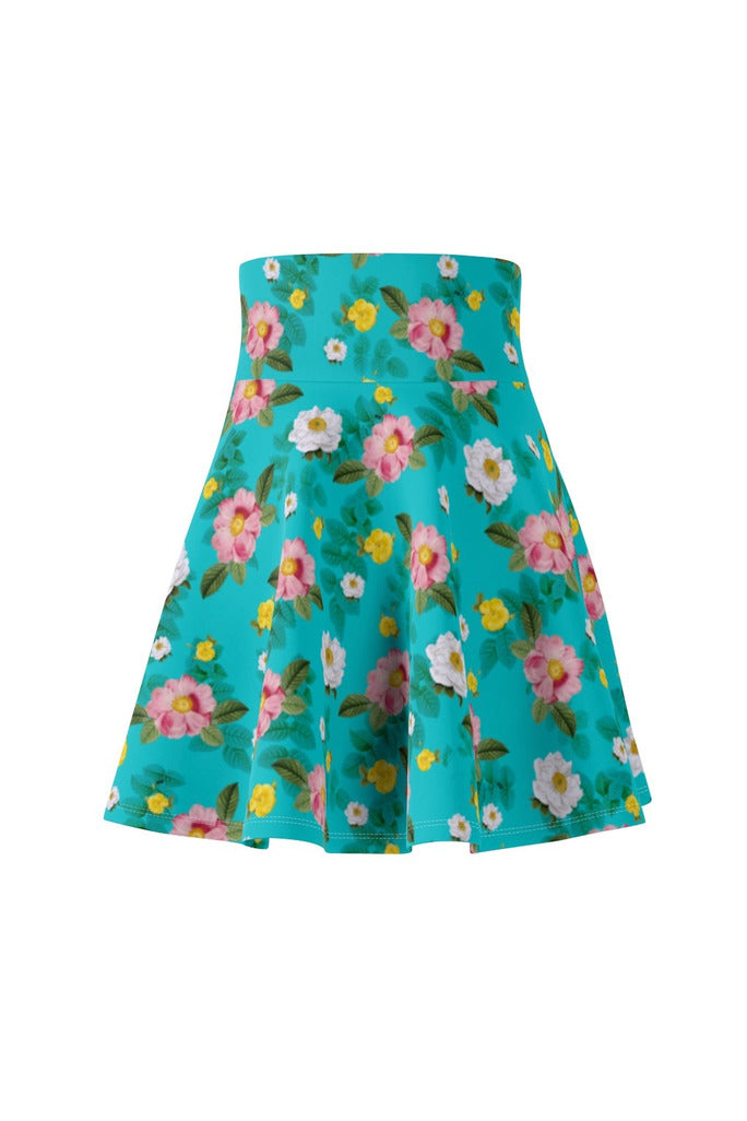 Robin's Egg Floral Women's Skater Skirt - Objet D'Art