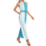 Halter Neck Buckle Belted Jumpsuit - Objet D'Art